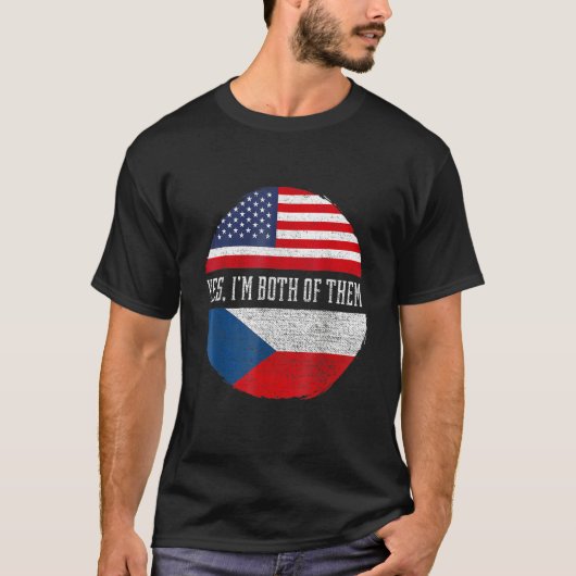 Half American Half Czech USA Flag Czech Republic H T-shirt (Voorkant)