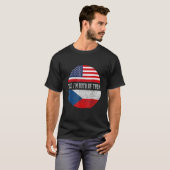 Half American Half Czech USA Flag Czech Republic H T-shirt (Voorkant volledig)