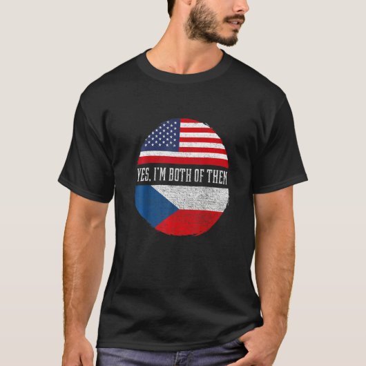 Half American Half Czech USA Flag Czech Republic H T-shirt (Voorkant)
