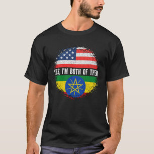 Half-American Half Ethiopian USA Flag Ethiopia T-shirt