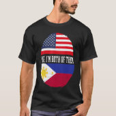 Half-American Half Filipino USA Flag Filipijnen H T-shirt (Voorkant)
