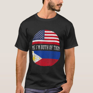 Half-American Half Filipino USA Flag Filipijnen H T-shirt