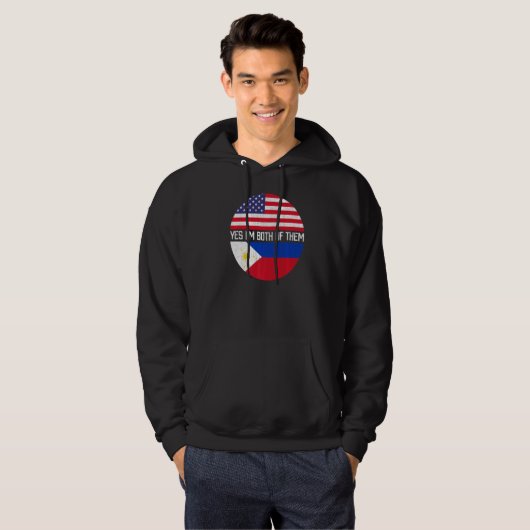 Half American Half Filipino Usa Flag Hoodie (Voorkant volledig)