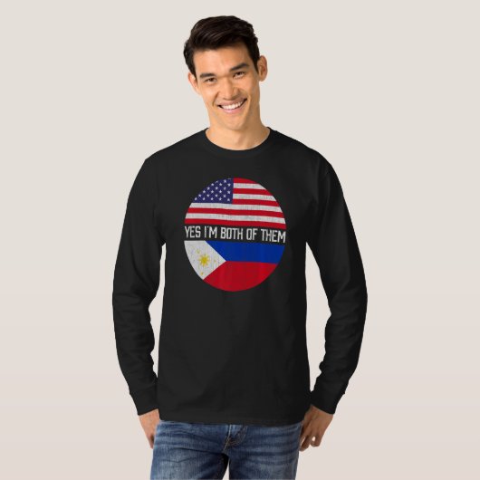 Half American Half Filipino Usa Flag T-shirt (Voorkant volledig)