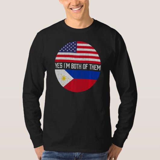 Half American Half Filipino Usa Flag T-shirt (Voorkant)