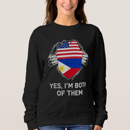 Half American Half Filipino USA Philippines Flag M Trui (Voorkant)