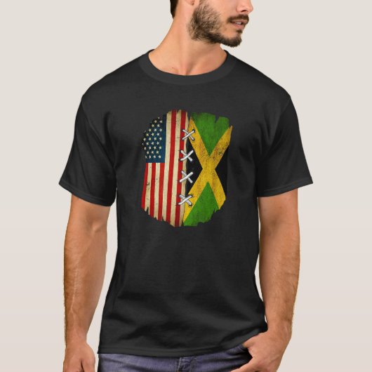 Half American Half Jamaican USA Flag Jamaica Flag  T-shirt (Voorkant)