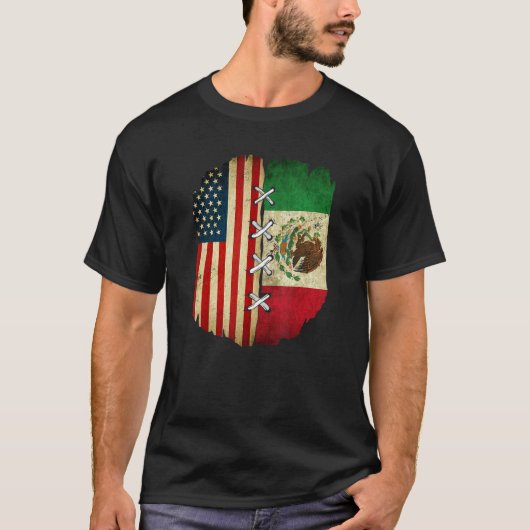 Half American Half Mexican USA Flag Mexico Flag T-shirt (Voorkant)