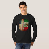 Half American Half Mexican USA Flag Mexico Flag T-shirt (Voorkant volledig)