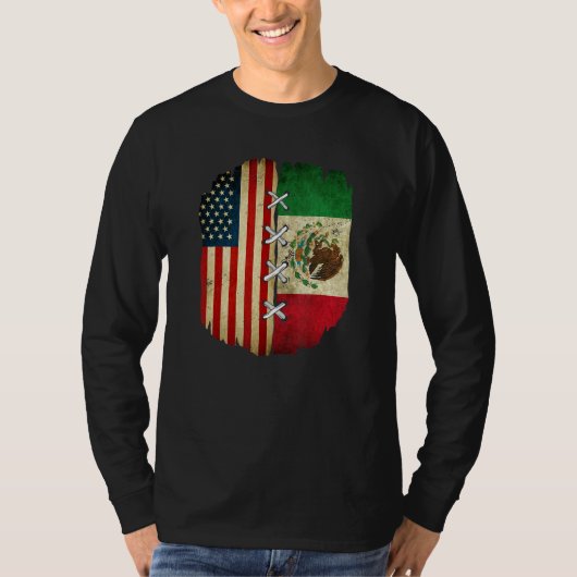 Half American Half Mexican USA Flag Mexico Flag T-shirt (Voorkant)