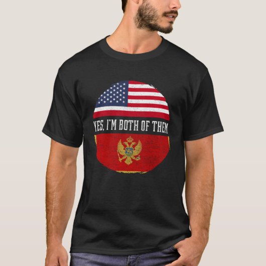Half American Half Montenegrin USA Flag Montenegro T-shirt (Voorkant)