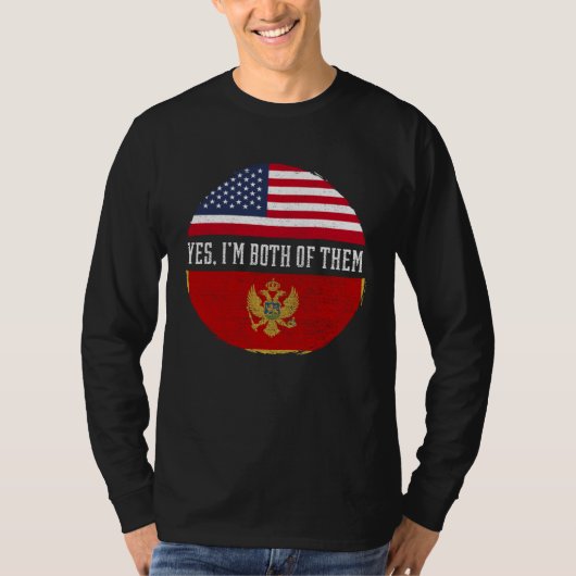 Half American Half Montenegrin USA Flag Montenegro T-shirt (Voorkant)