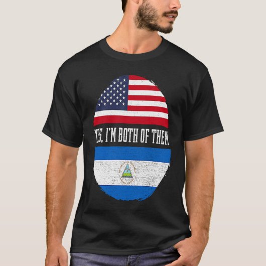 Half American Half Nicaraguan USA Flag Nicaragua H T-shirt (Voorkant)