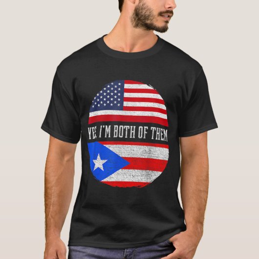 Half American Half Puerto Rican USA Flag Puerto Ri T-shirt (Voorkant)
