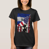 Half American Half Salvadoran ROOTS USA Flag El Sa T-shirt (Voorkant)