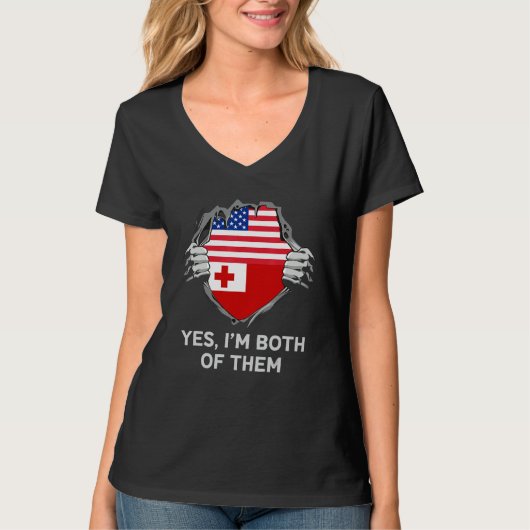 Half American Half Tongan USA Tonga Flag Mens Wome T-shirt (Voorkant)