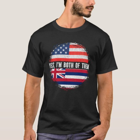 Half-Amerikaans half-Amerikaanse vlag Hawaï T-shirt (Voorkant)