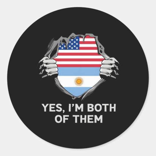 Half Amerikaans Half Argentijns VS Argentijnse vla Ronde Sticker (Voorkant)
