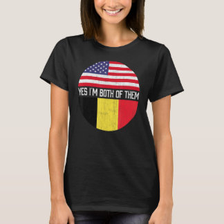 Half-Amerikaans half Belgisch Amerikaanse vlaggefa T-shirt
