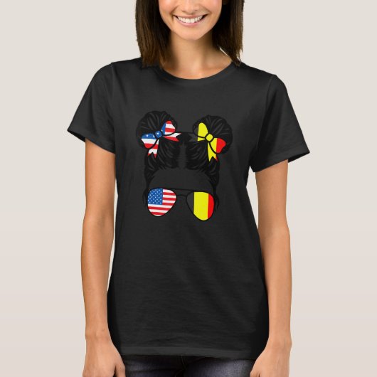 Half-Amerikaans half-Belgisch meisje VS België vla T-shirt (Voorkant)