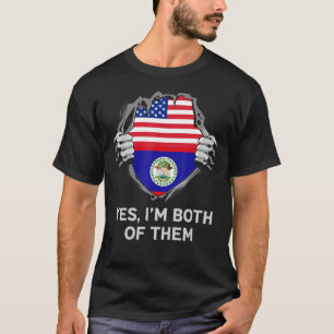 Half Amerikaans Half Belizean VS Belize Vlag Manne T-shirt