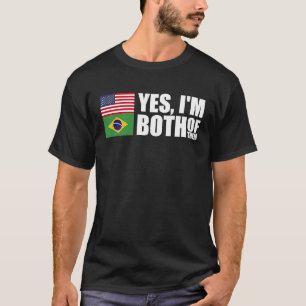Half Amerikaans Half Braziliaans VS Brazilië Vlag T-shirt