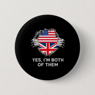 Half Amerikaans Half Brits Usa Engeland Vlag Heren Ronde Button 5,7 Cm