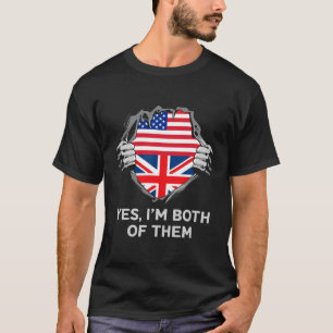 Half Amerikaans Half Brits Usa Engeland Vlag Heren T-shirt