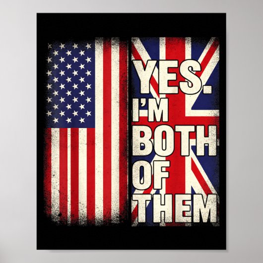 Half Amerikaans half Brits Verenigde Staten vlag V Poster (Voorkant)