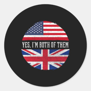 Half Amerikaans Half Brits Verenigde Staten Vlag V Ronde Sticker