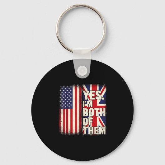 Half Amerikaans half Brits Verenigde Staten vlag V Sleutelhanger (Voorkant)