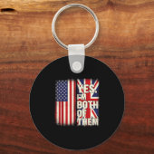 Half Amerikaans half Brits Verenigde Staten vlag V Sleutelhanger (Voorkant)