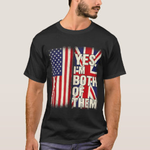 Half Amerikaans half Brits Verenigde Staten vlag V T-shirt