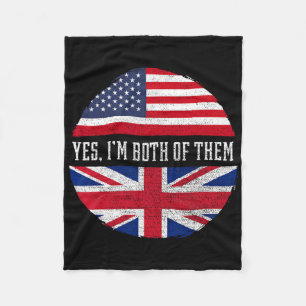 Half Amerikaans Half Brits Vlag van de Verenigde S Fleece Deken