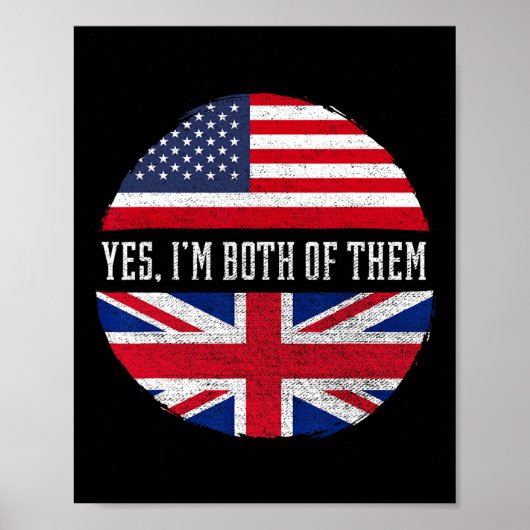 Half Amerikaans Half Brits Vlag Verenigde Staten V Poster (Voorkant)