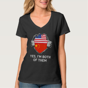 Half Amerikaans Half Chinees USA China Vlag Heren T-shirt