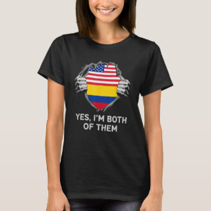 Half Amerikaans Half Colombiaans VS Colombia Vlag T-shirt