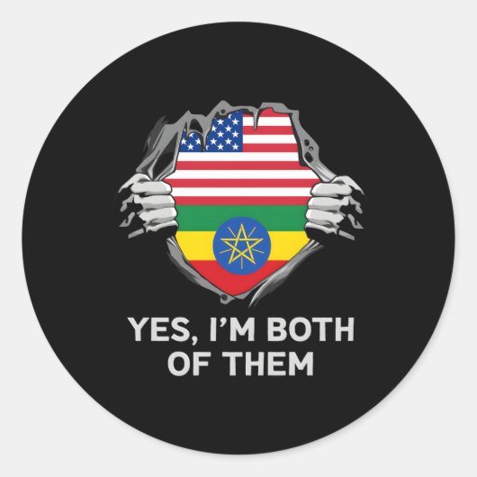 Half Amerikaans Half Ethiopisch VS Ethiopië Vlag S Ronde Sticker (Voorkant)