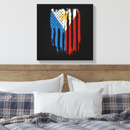 Half Amerikaans Half Filipijns Filipijns vlag Canvas Afdruk (Insitu (Slaapkamer))