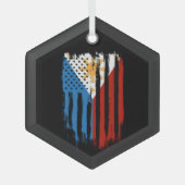 Half Amerikaans Half Filipijns Filipijns vlag Glas Ornament (Voorkant)