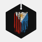 Half Amerikaans Half Filipijns Filipijns vlag Glas Ornament (Achterkant)