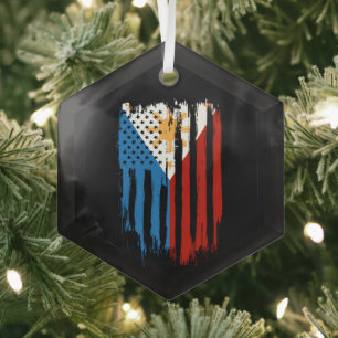 Half Amerikaans Half Filipijns Filipijns vlag Glas Ornament