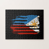 Half Amerikaans Half Filipijns Filipijns vlag Legpuzzel (Horizontaal)