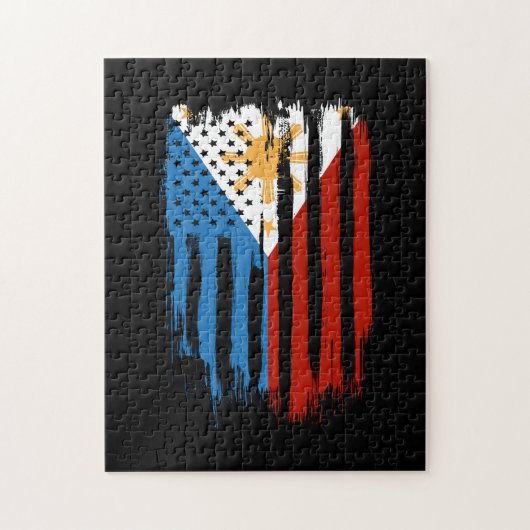Half Amerikaans Half Filipijns Filipijns vlag Legpuzzel (Verticaal)