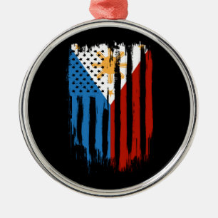 Half Amerikaans Half Filipijns Filipijns vlag Metalen Ornament