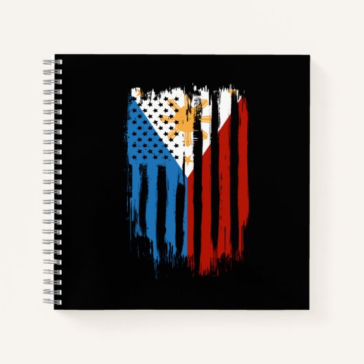 Half Amerikaans Half Filipijns Filipijns vlag Notitieboek (Voorkant)