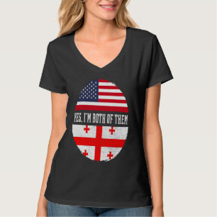 Half Amerikaans Half Georgisch VS Vlag Georgië Her T-shirt