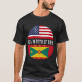 Half-Amerikaans half-Grenadiaans Vlag Grenada Heri T-shirt (Voorkant)