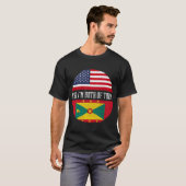 Half-Amerikaans half-Grenadiaans Vlag Grenada Heri T-shirt (Voorkant volledig)