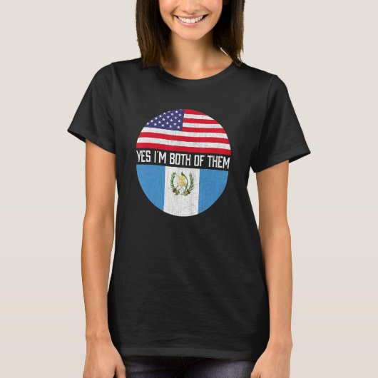 Half Amerikaans Half Guatemalaans VS Vlag Familie T-shirt (Voorkant)